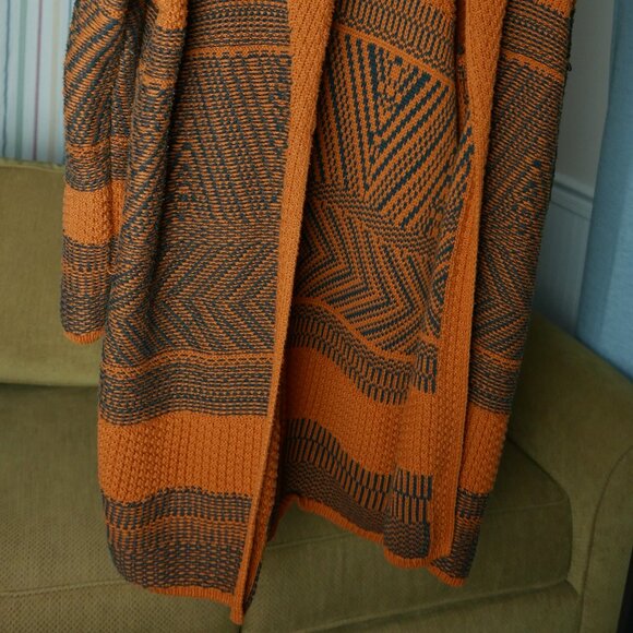 Rust and Black Aztec Weave  Cotton Cardigan Sweater - Picture 6 of 6